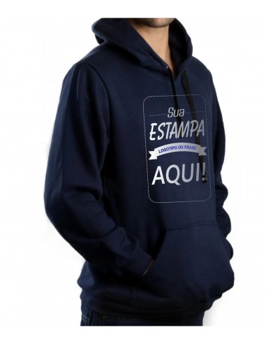 Blusa Moletom Masculina Canguru Personalizada Azul Marinho Estampa Frente Media (A4)