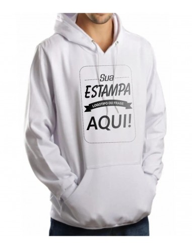 Blusa Moletom Masculina Canguru Personalizada Branco Estampa Frente Media (A4)