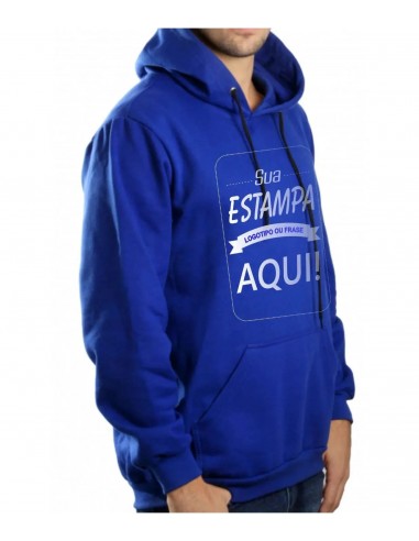 Blusa Moletom Masculina Canguru Personalizada Azul Royal Estampa Frente Media (A4)