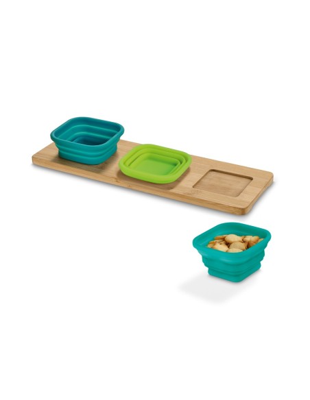 PICKLED. Base de mesa em bambu com 3 potes em silicone