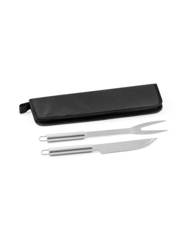 DURAND. Kit churrasco em estojo em 210D com 2 utensílios em aço inox