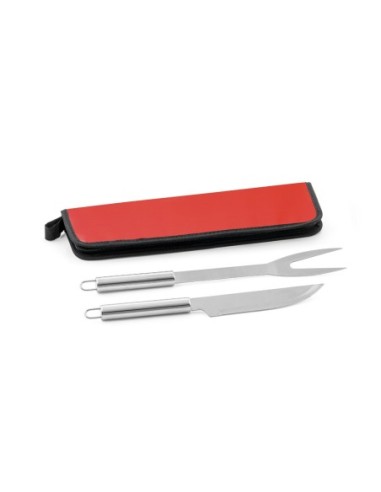 DURAND. Kit churrasco em estojo em 210D com 2 utensílios em aço inox