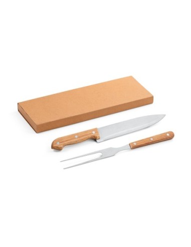 ALIOLI. Kit churrasco em caixa kraft com 2 utensílios 3m aço inox e bambu